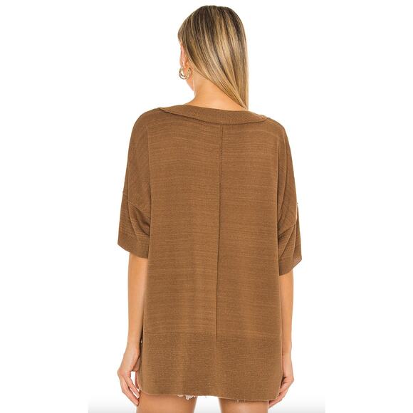 Free People - NWT "WFH" Oversized Short Sleeve Sweater Top in Brown / Size XS - Picture 7 of 8